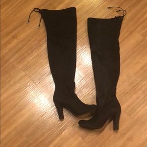 Black Suede Over the Knee Boots